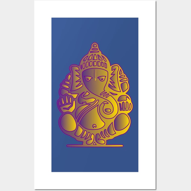 GANESHA gold & purple Wall Art by GourangaStore